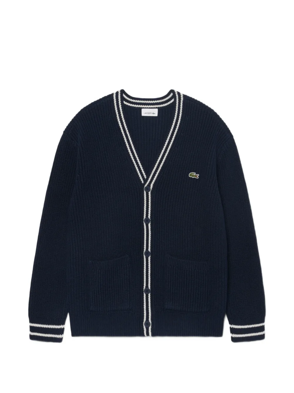 Lacoste cotton and wool cardigan Blauw