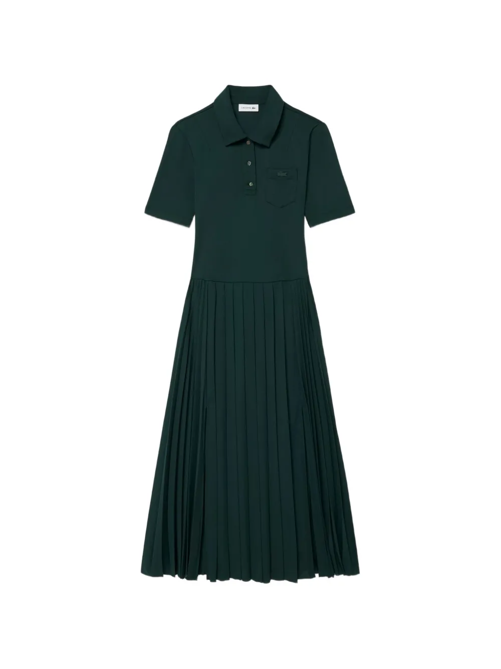 Lacoste logo-patch pleated maxi polo dress