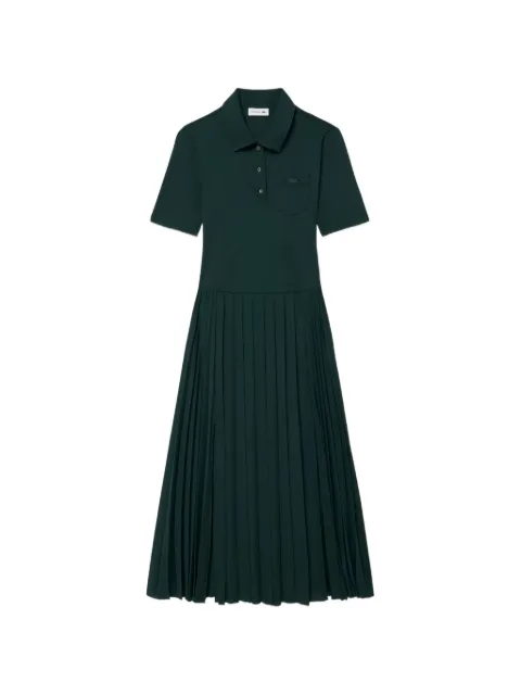 Lacoste logo-patch pleated maxi polo dress
