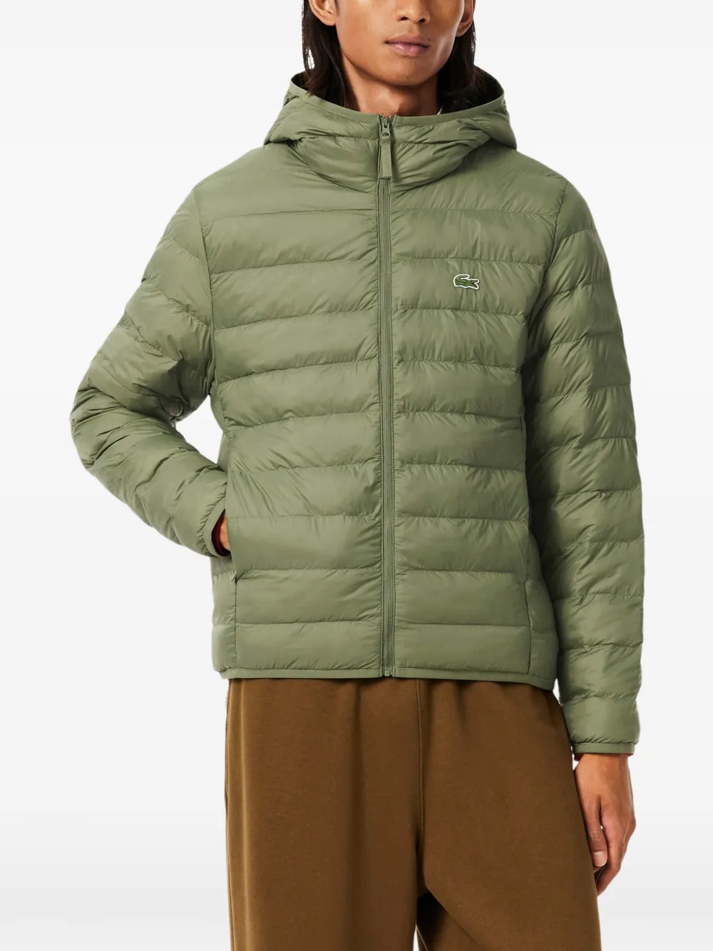 Lacoste quilted hooded puffer jacket Groen