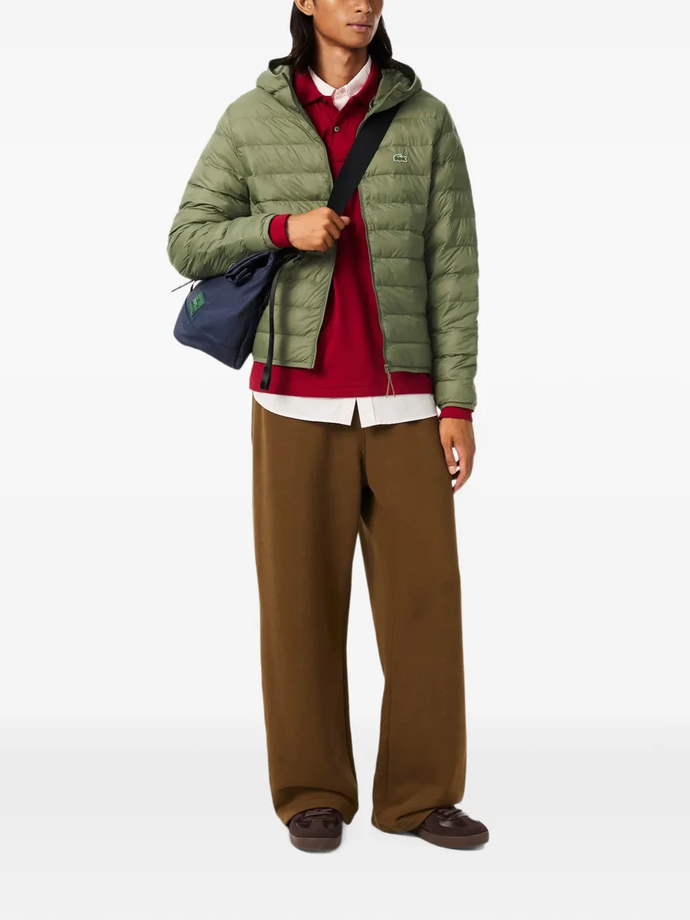 Lacoste quilted hooded puffer jacket Groen