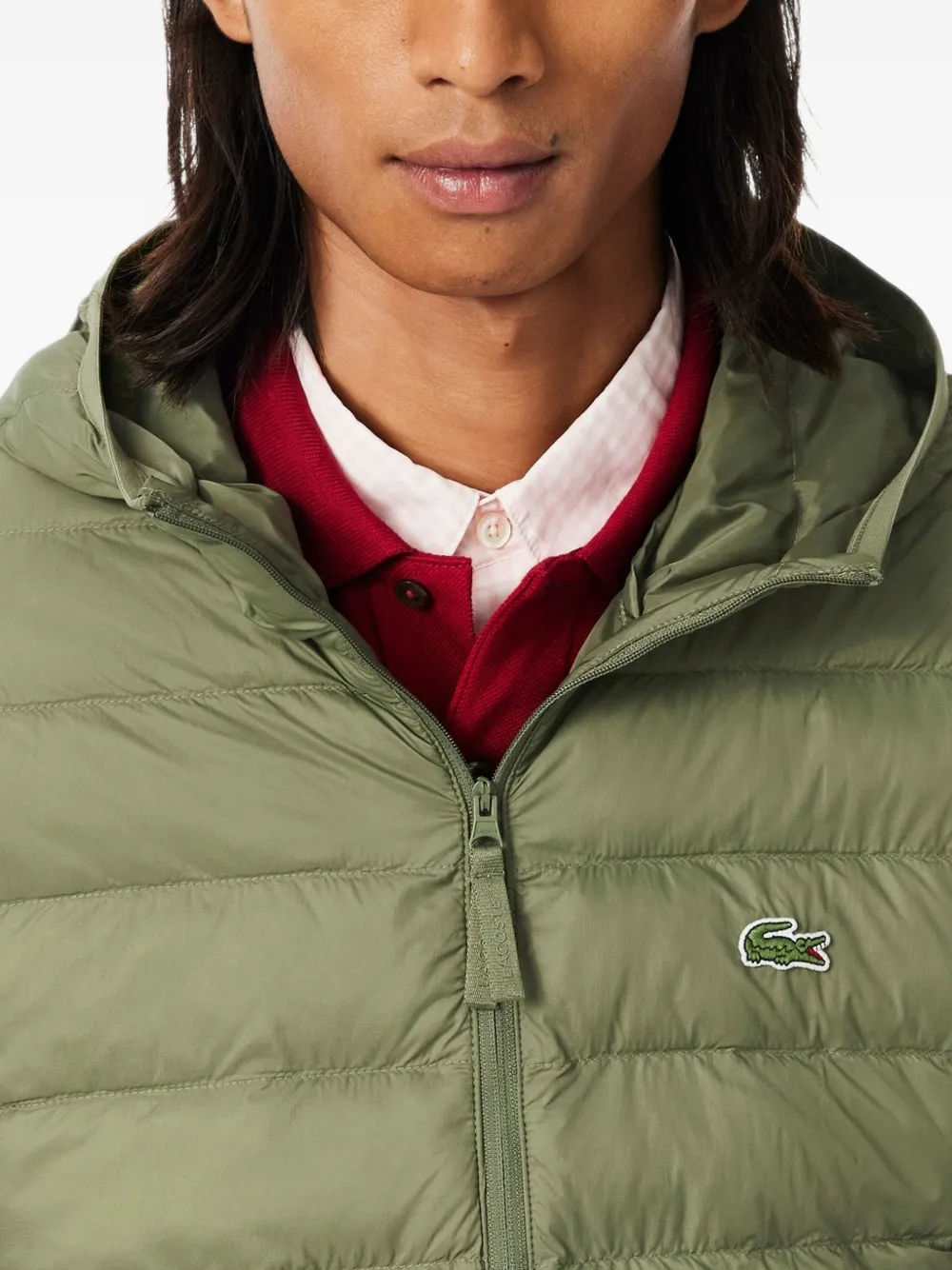 Lacoste quilted hooded puffer jacket Groen