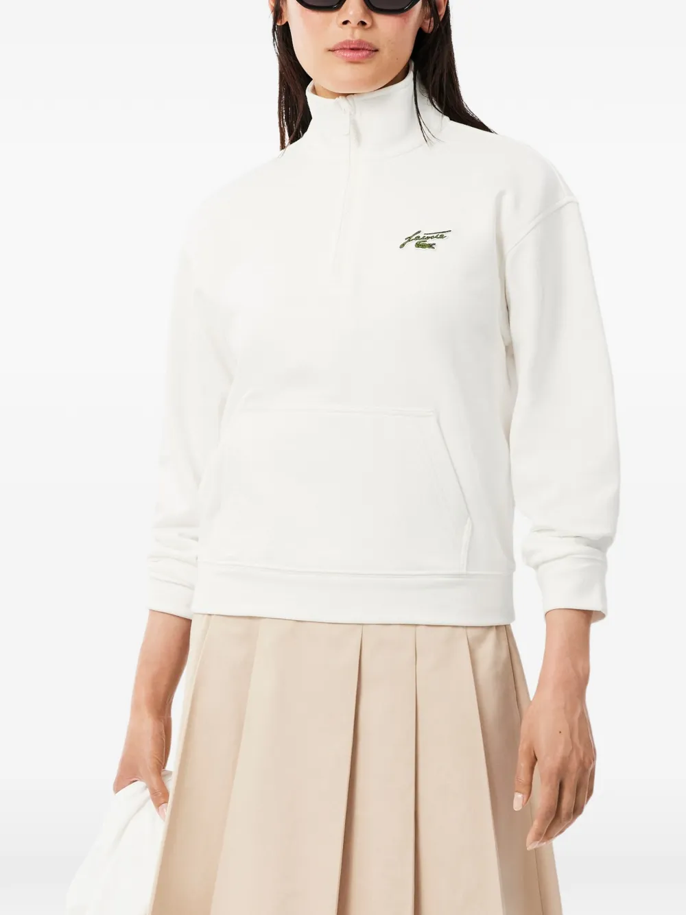 Lacoste logo-patch half-zip sweatshirt - Bianco