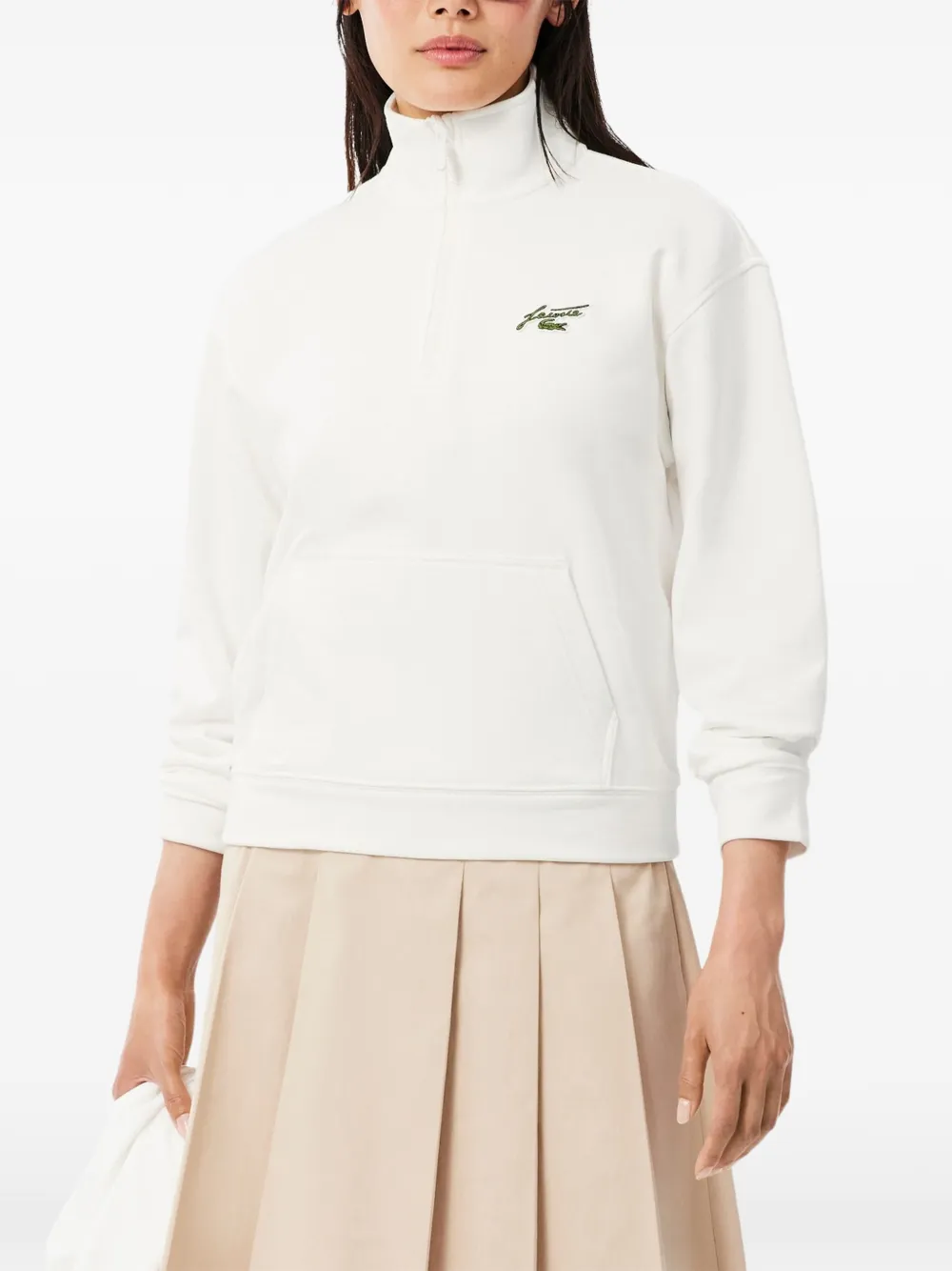 Lacoste logo-patch half-zip sweatshirt
