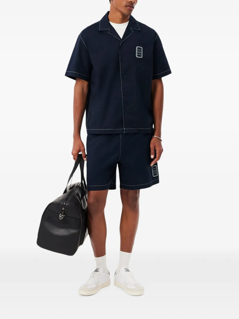 Lacoste Overhemd met contrasterende stiksels en logo-patch Blauw