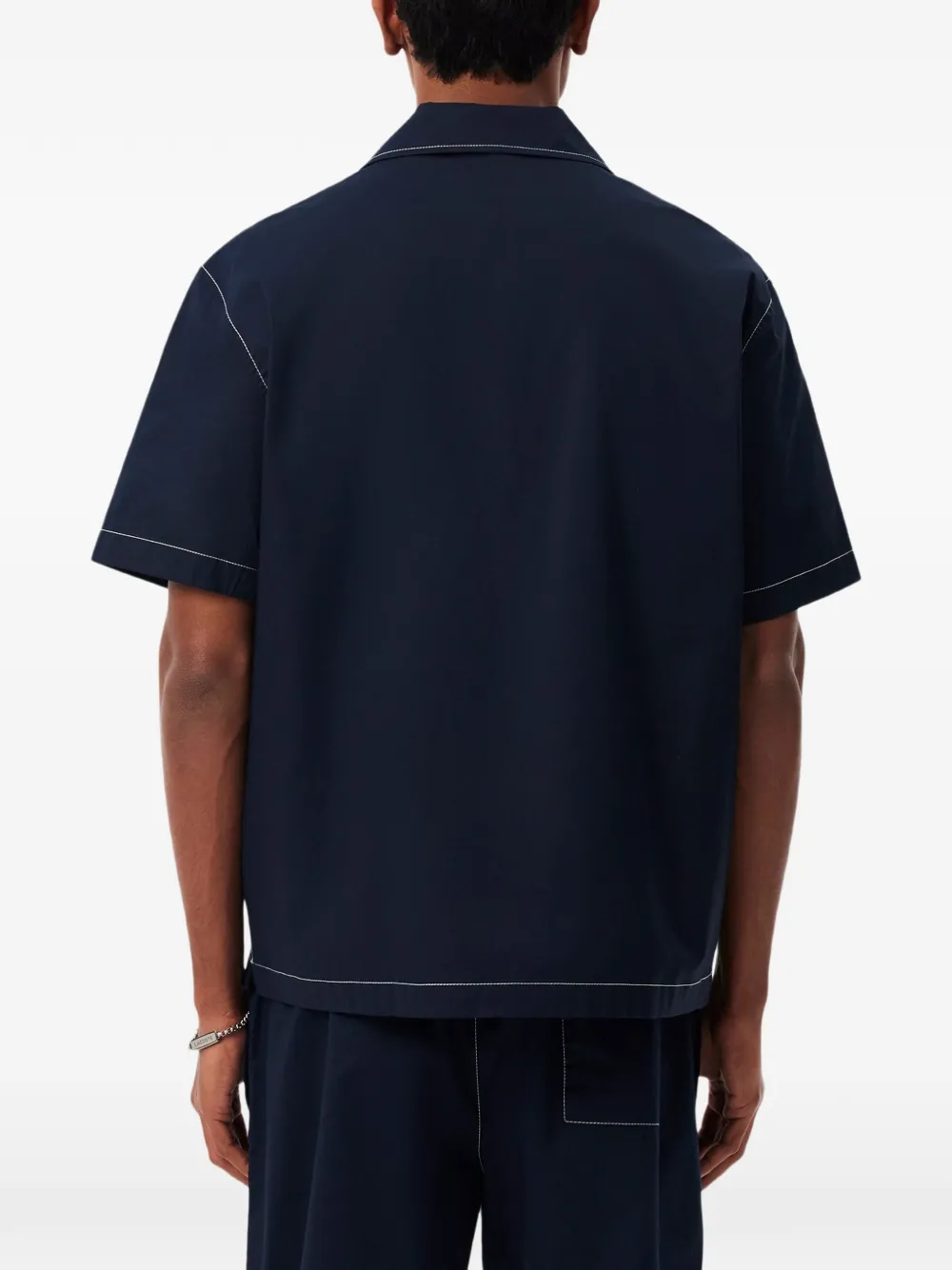 Lacoste Overhemd met contrasterende stiksels en logo-patch Blauw