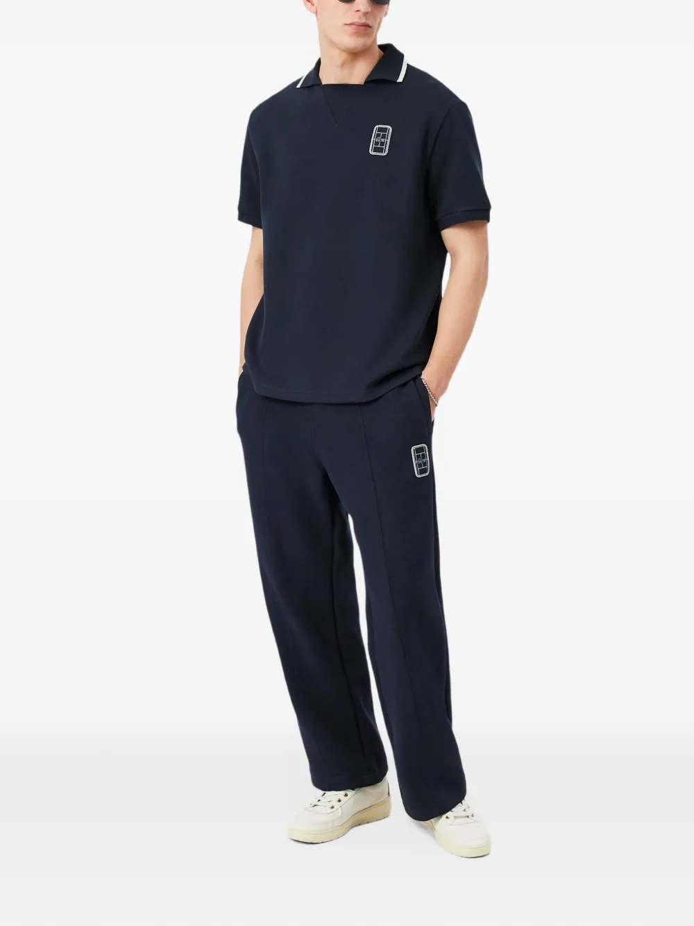 Lacoste badge accent piqué sweat trousers Blauw