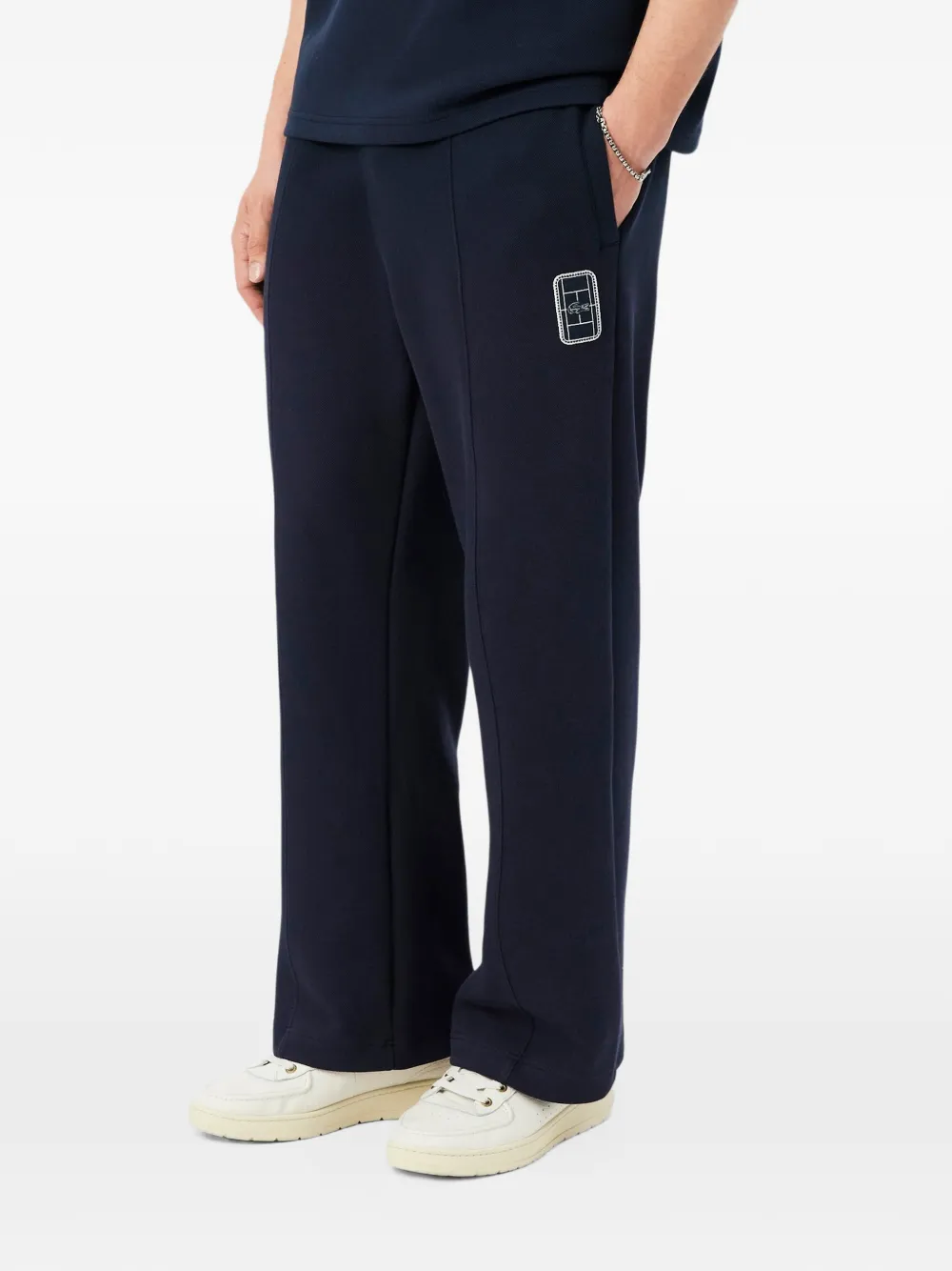 Lacoste badge accent piqué sweat trousers Blauw