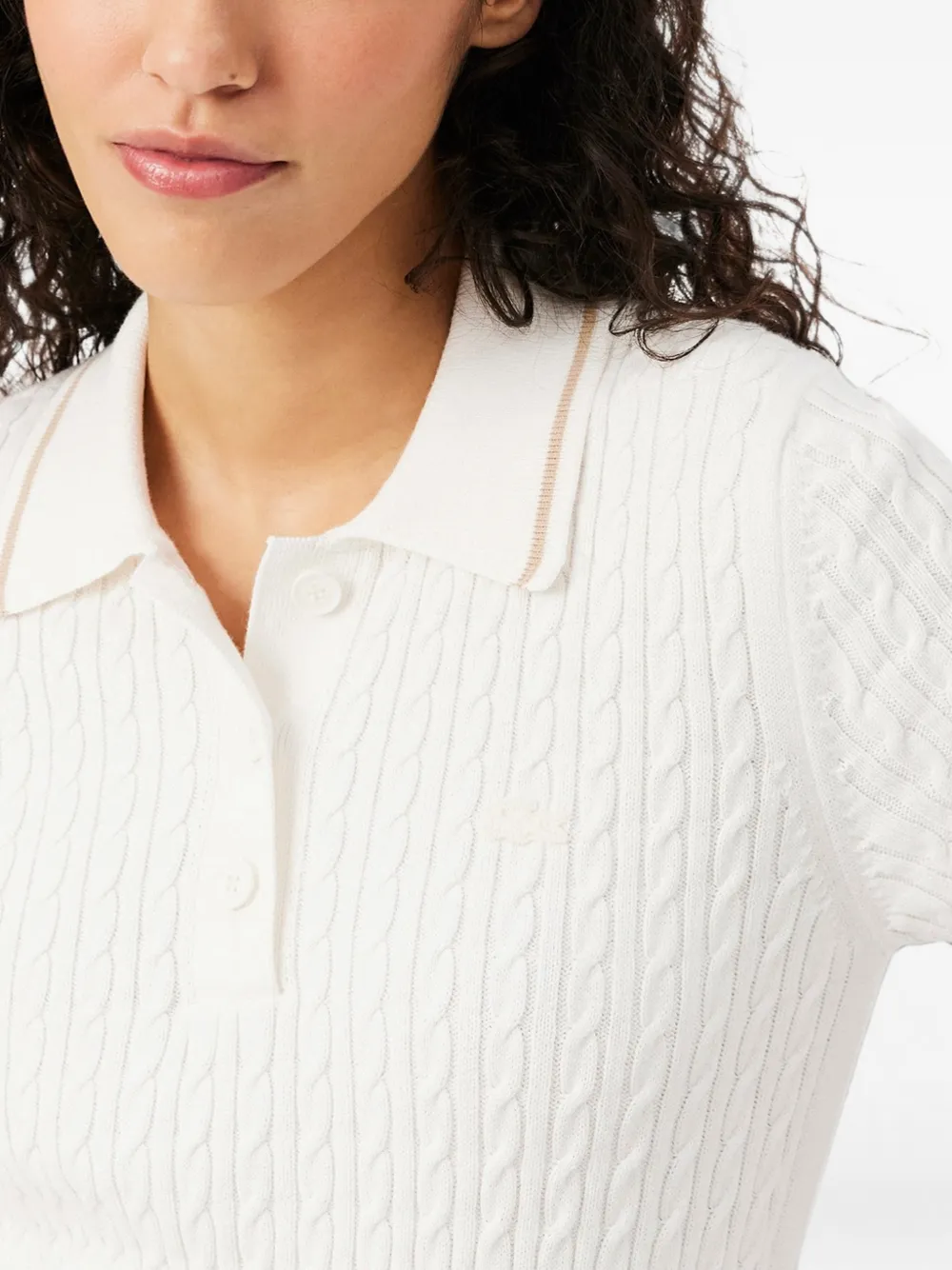 Lacoste Kabelgebreid poloshirt Wit