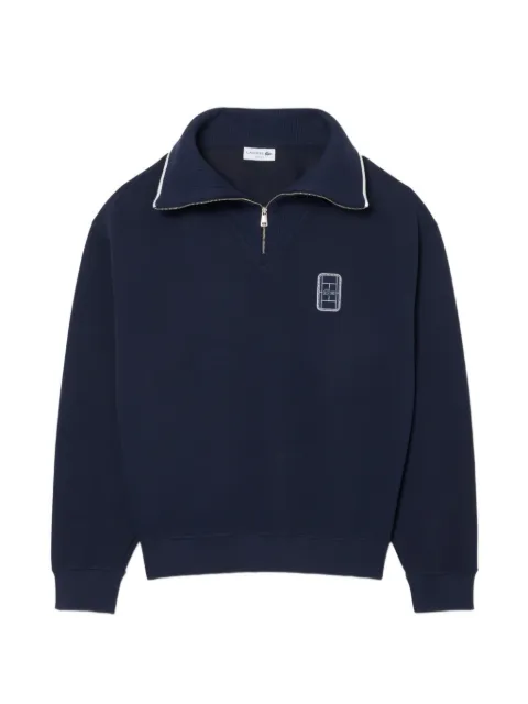 Lacoste loose-fit high-zipped-neck badge-accent sweatshirt