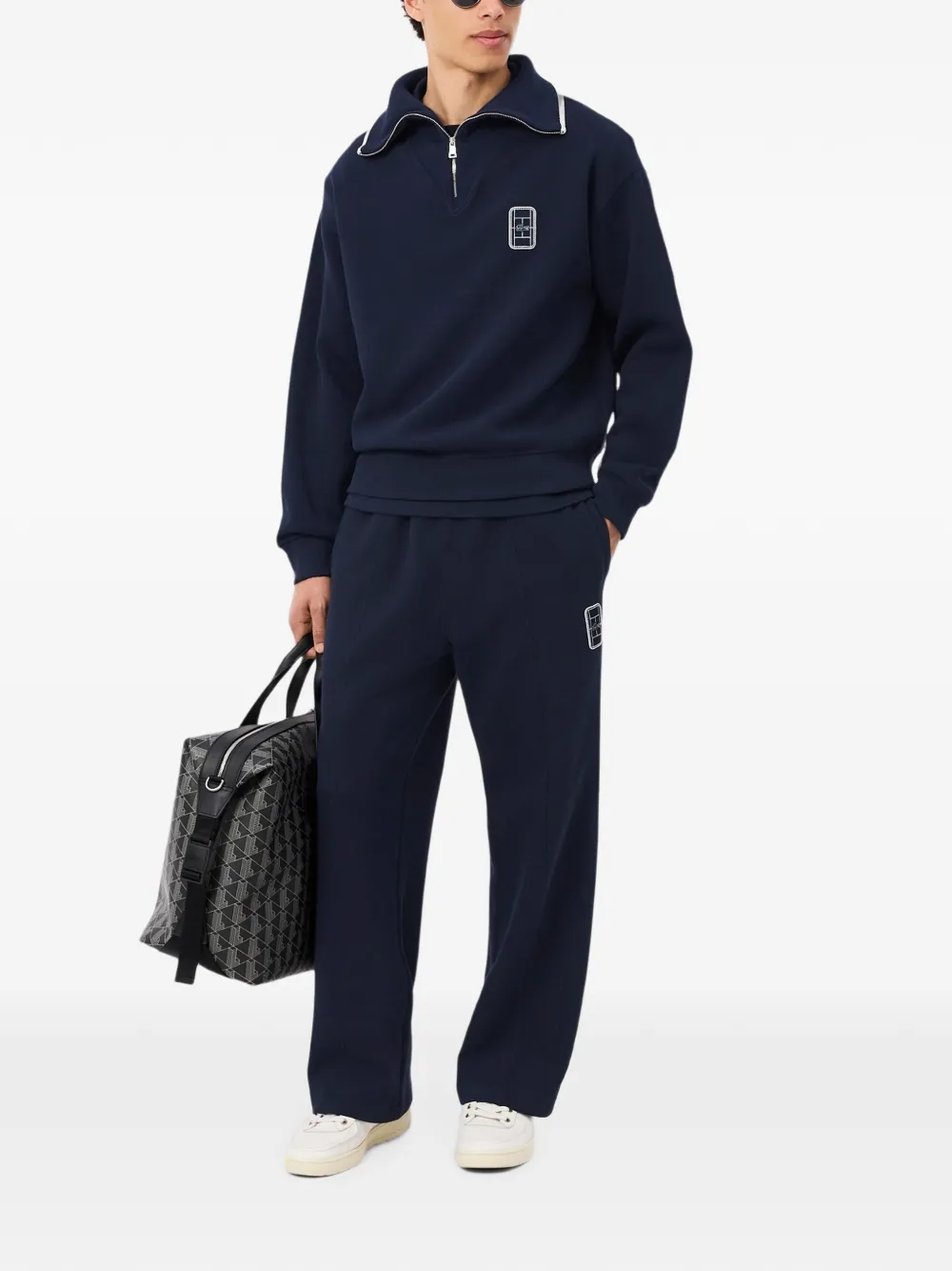 Lacoste Ruimvallende sweater met hoge hals en badge-detail Blauw