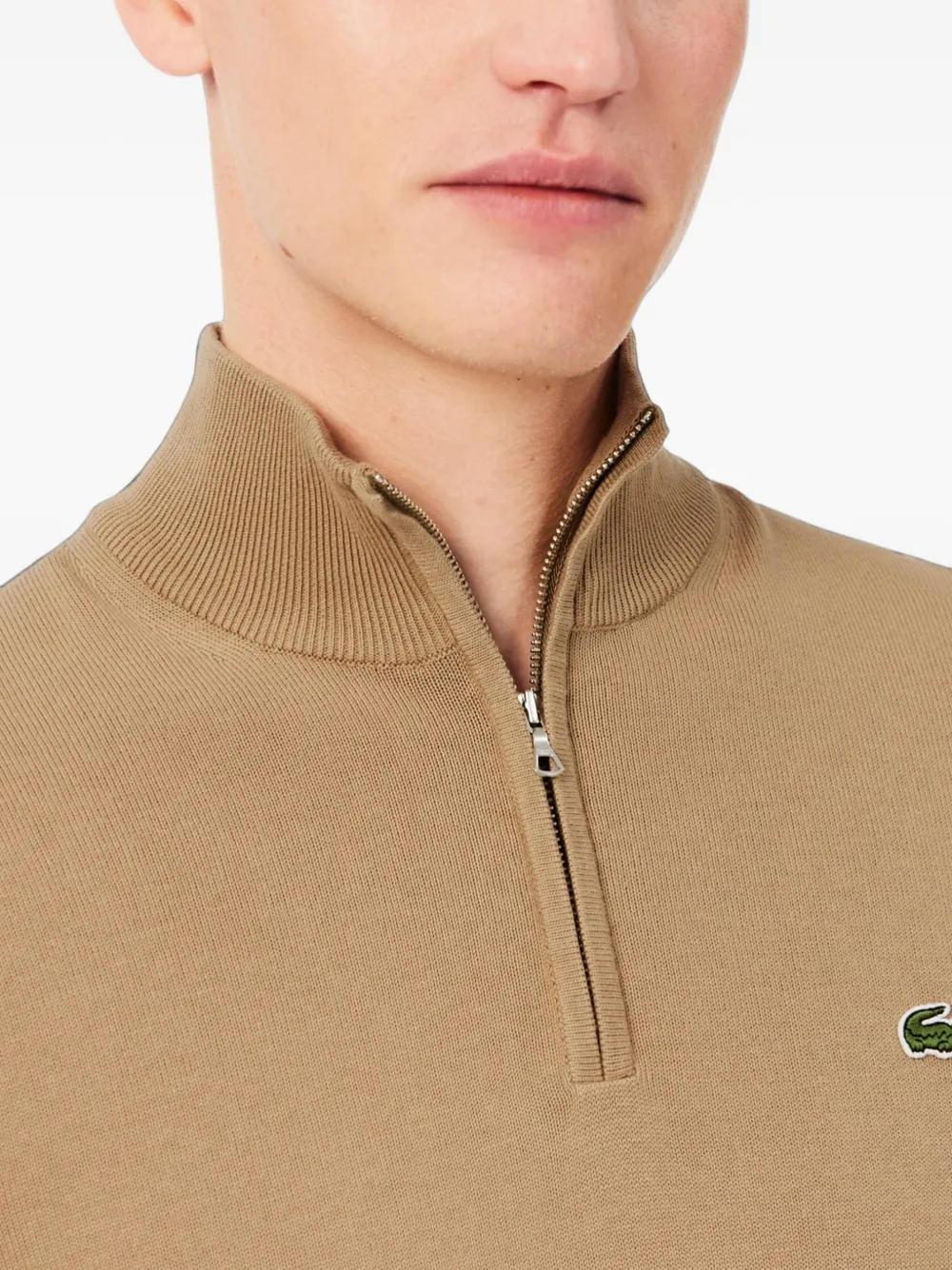 Lacoste Trui met hoge hals en rits Beige