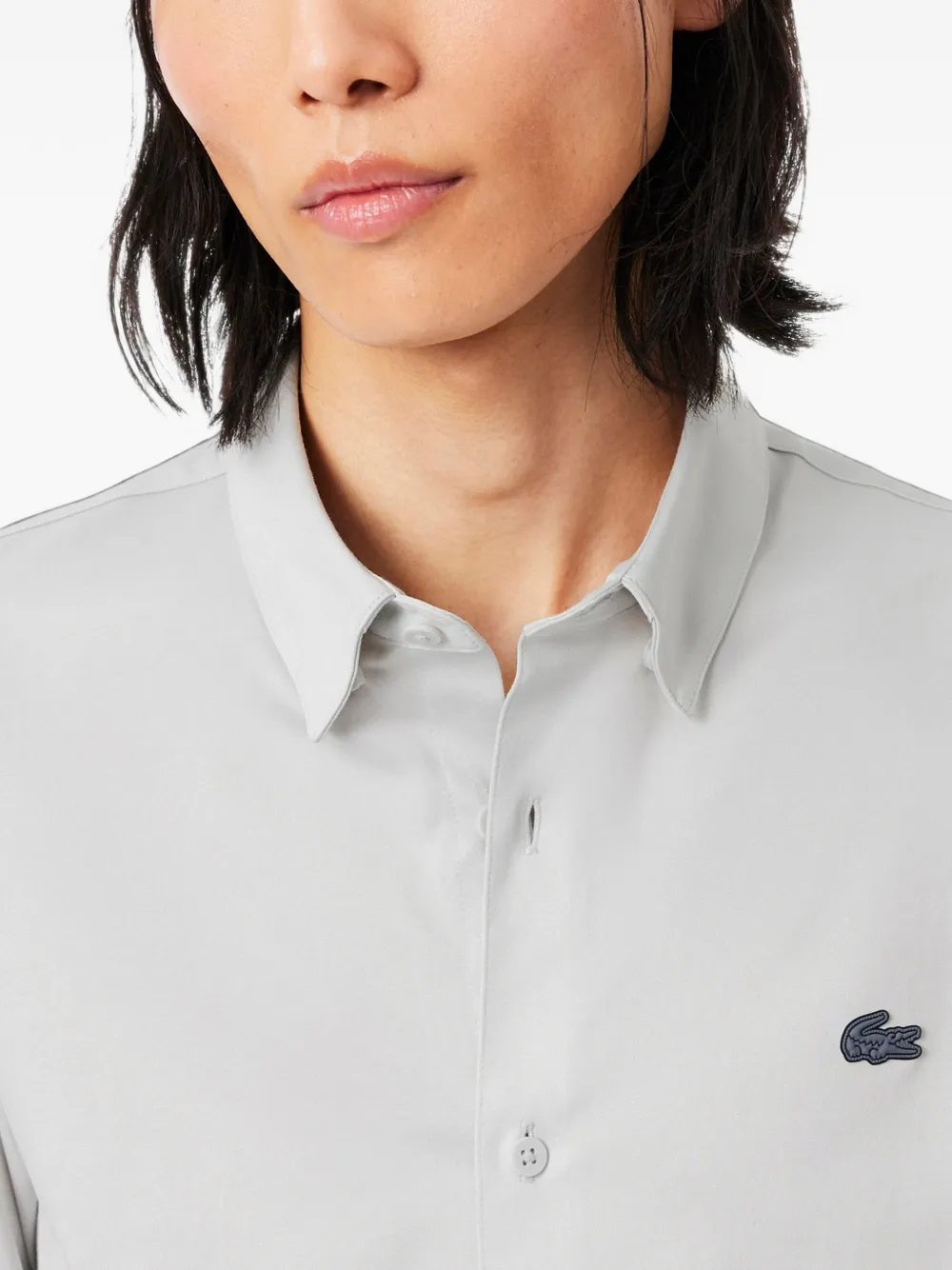 Lacoste slim fit cotton blend shirt Grijs