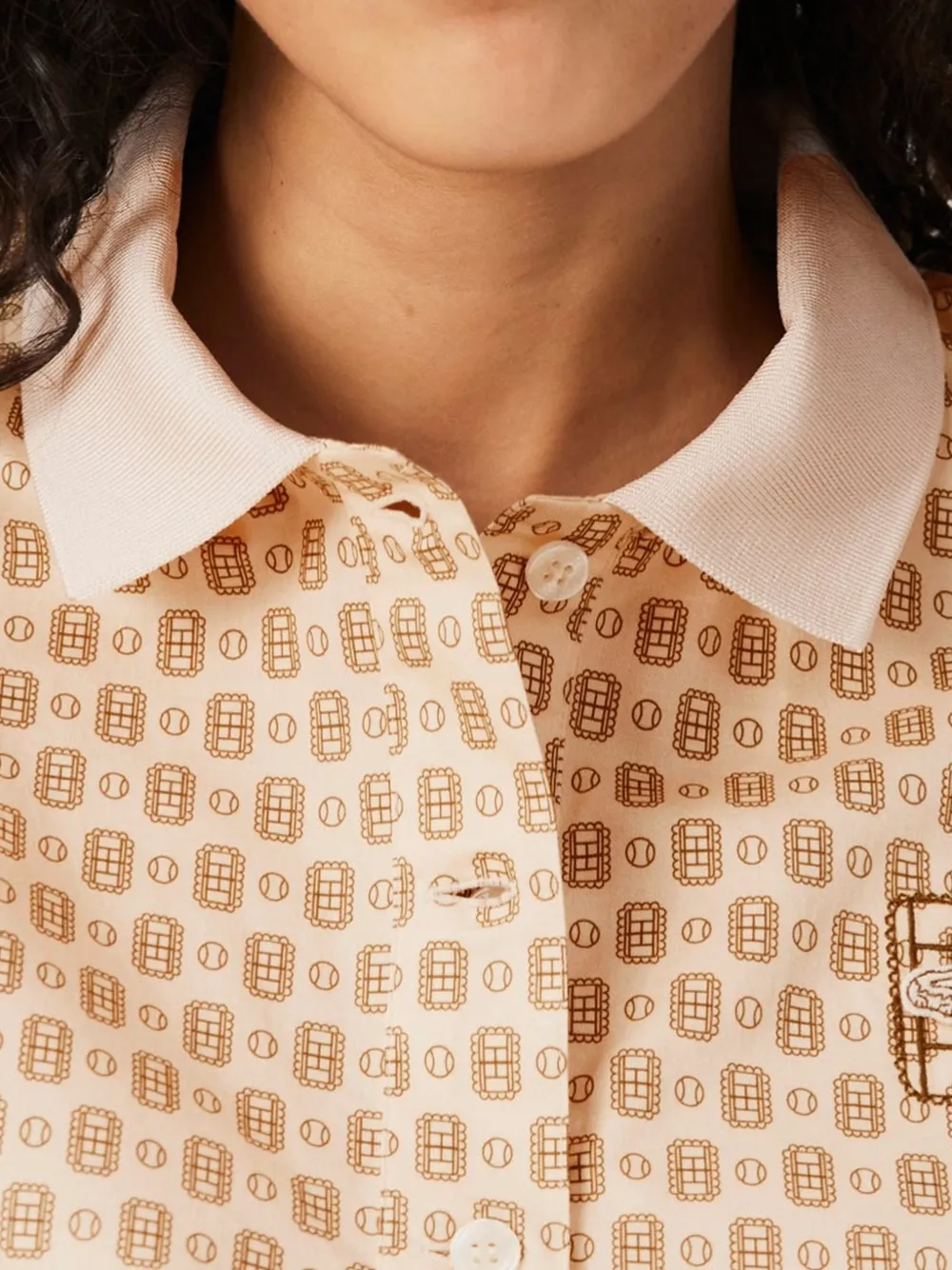 Lacoste Oversized polotop met Tennis-print Beige