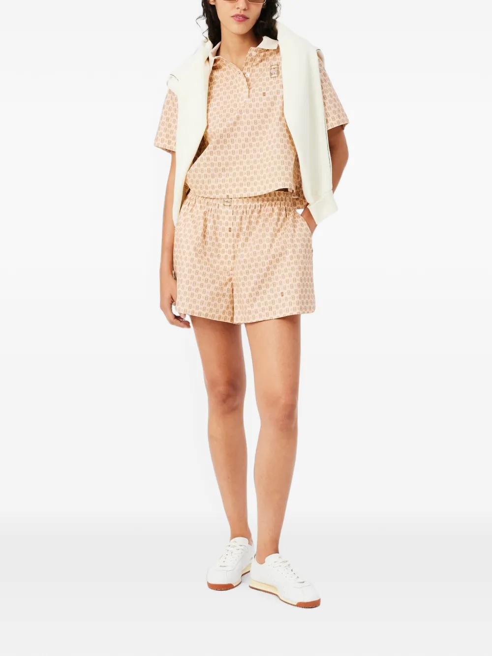 Lacoste Oversized bermuda shorts met print Roze