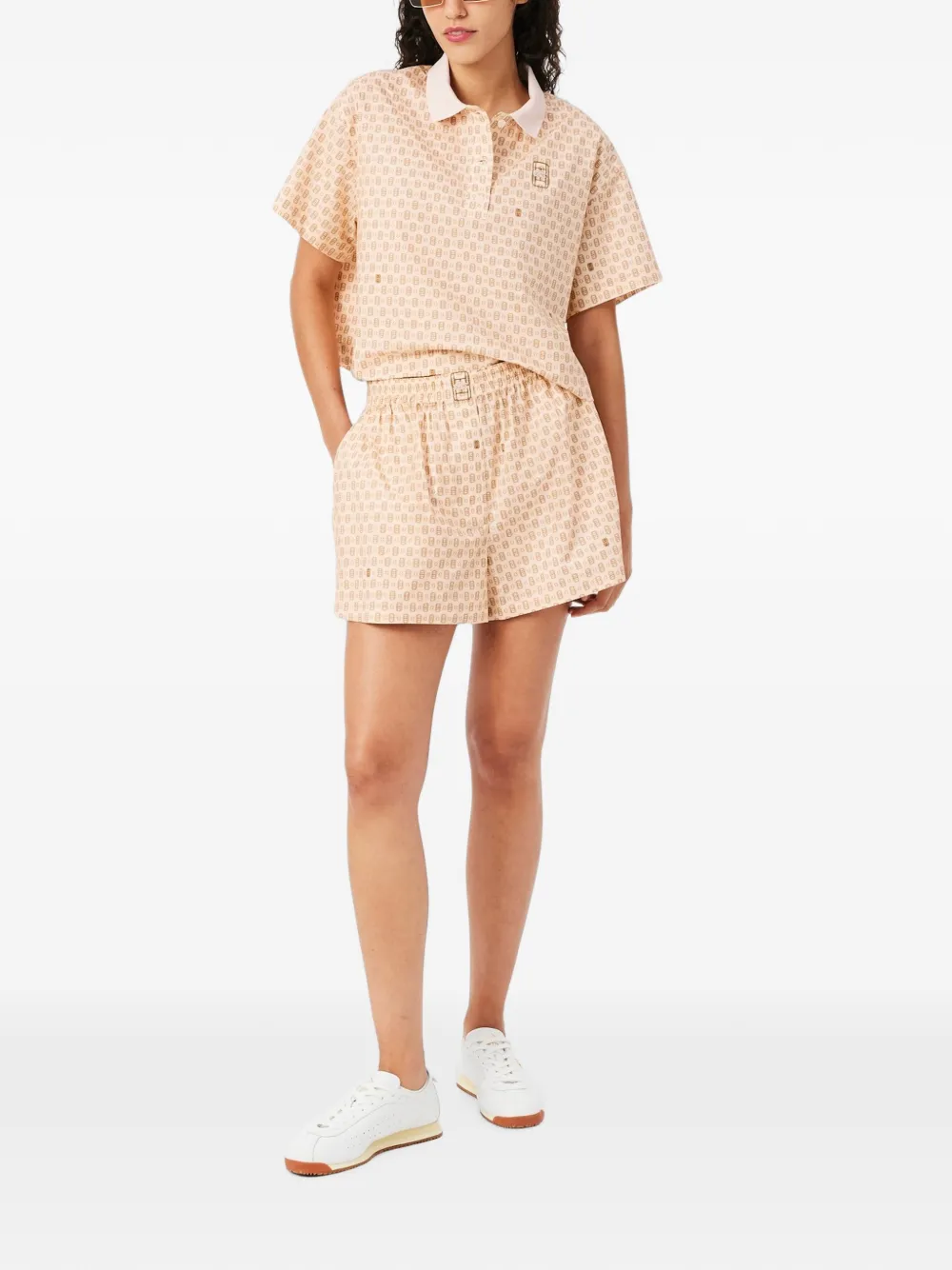 Lacoste Oversized bermuda shorts met print Roze