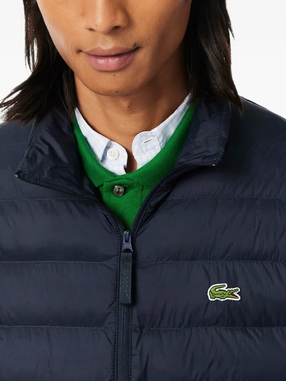 Lacoste water-repellent puffed windbreaker vest Blauw