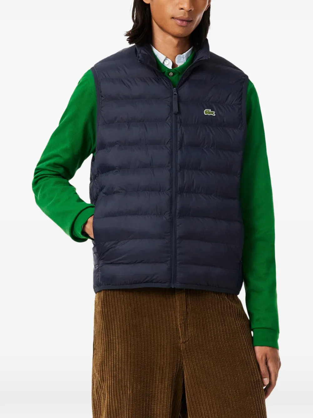 Lacoste water-repellent puffed windbreaker vest Blauw
