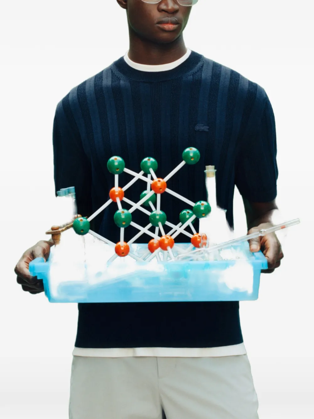 Lacoste ribbed-knit top Blauw