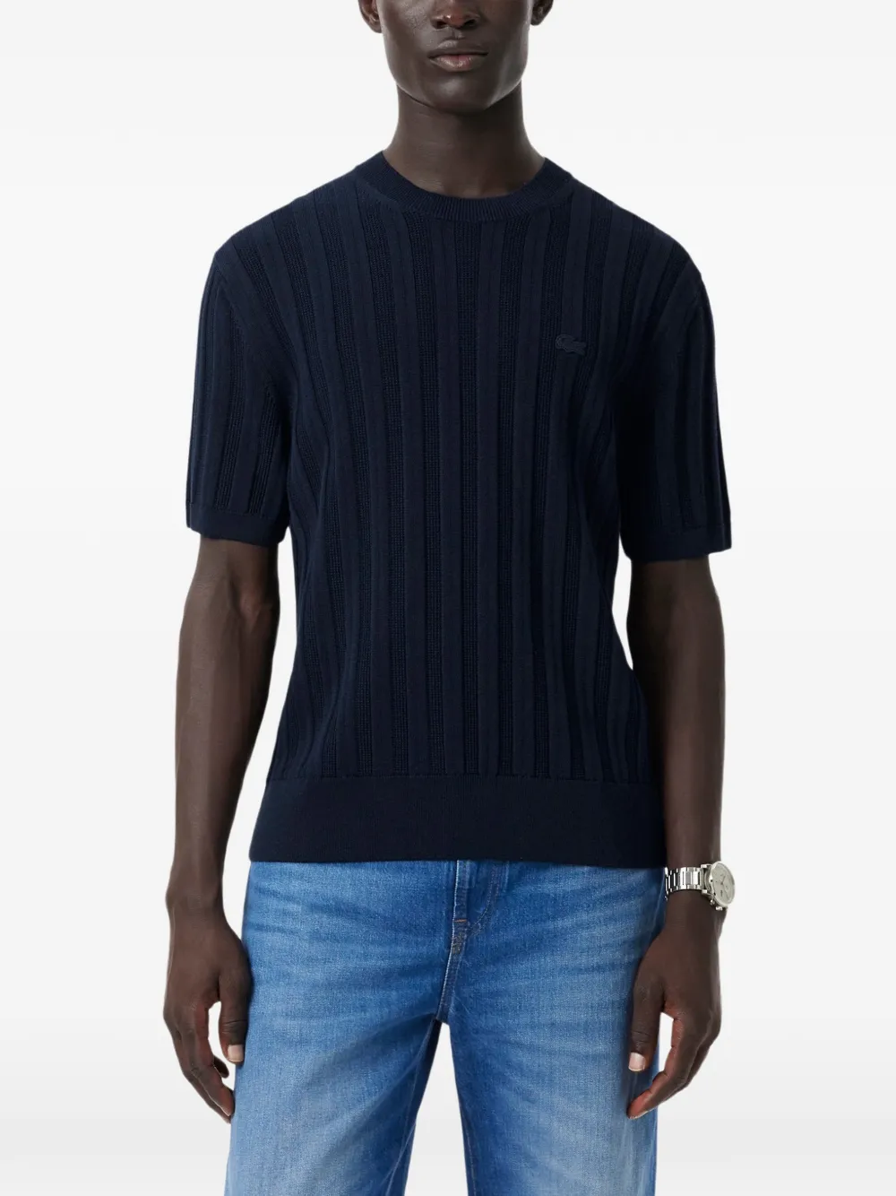 Lacoste ribbed-knit top Blauw