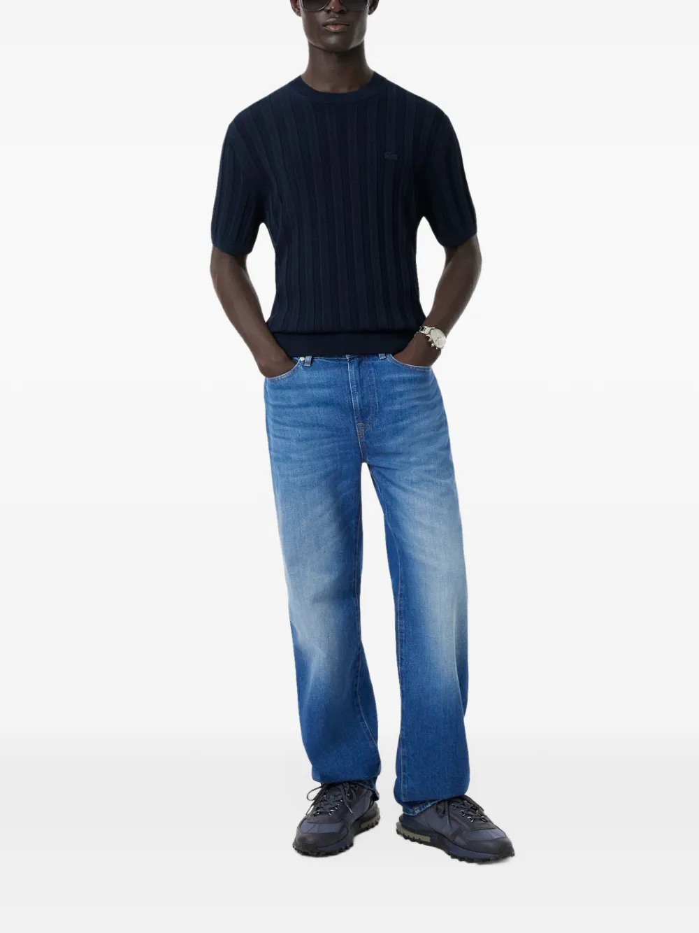 Lacoste ribbed-knit top Blauw