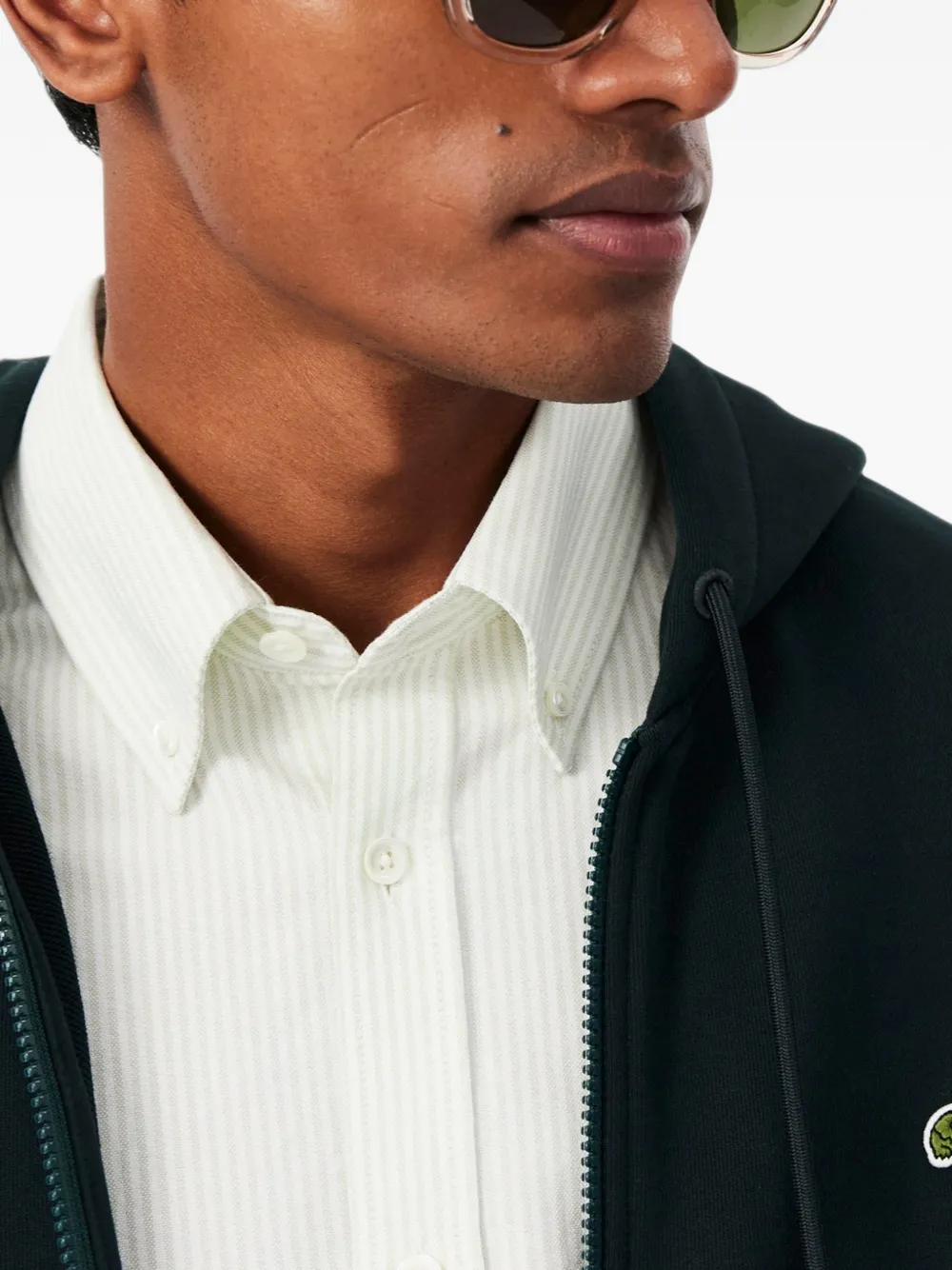 Lacoste classic fit zip-up fleece hoodie Groen