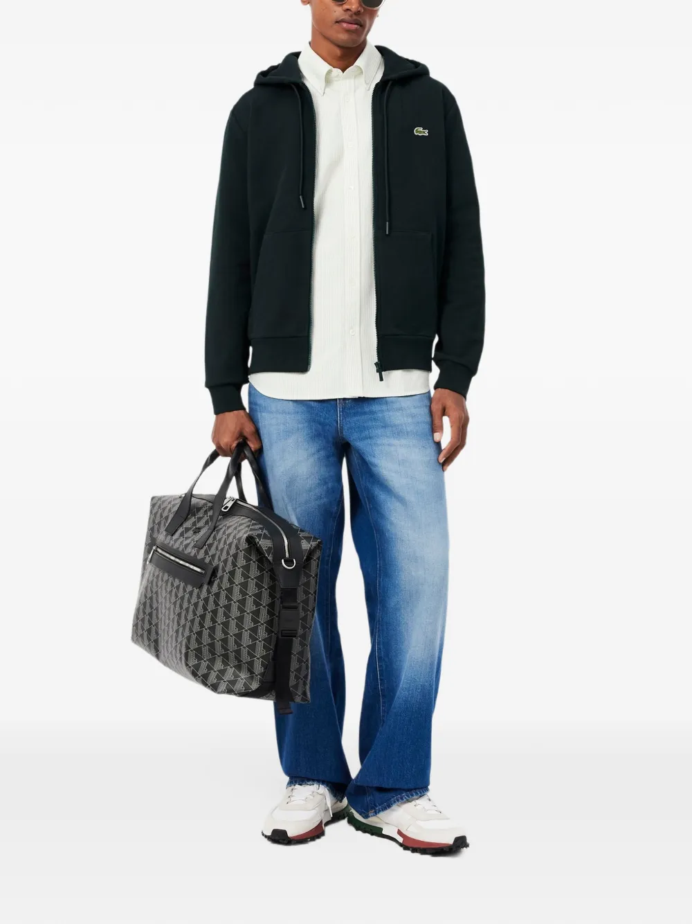 Lacoste classic fit zip-up fleece hoodie Groen