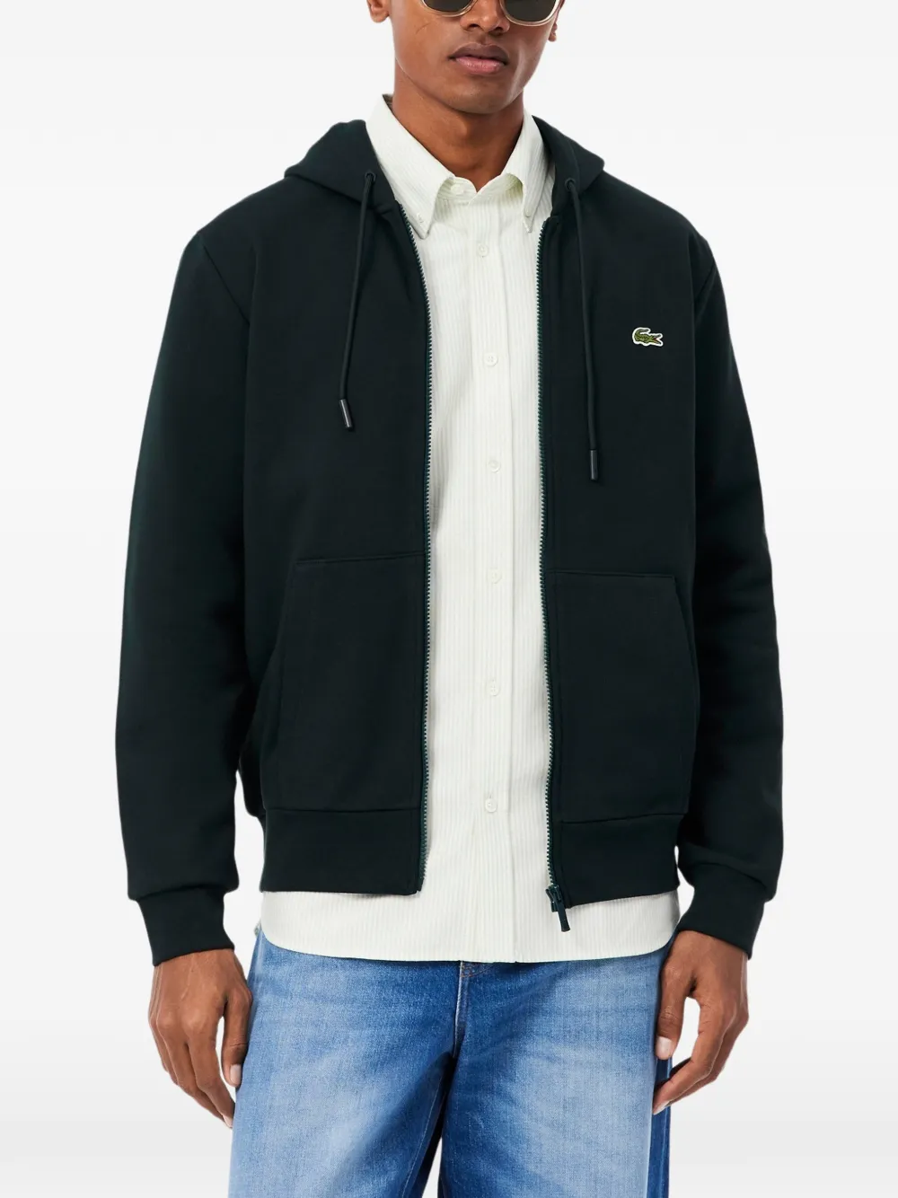 Lacoste classic fit zip-up fleece hoodie Groen