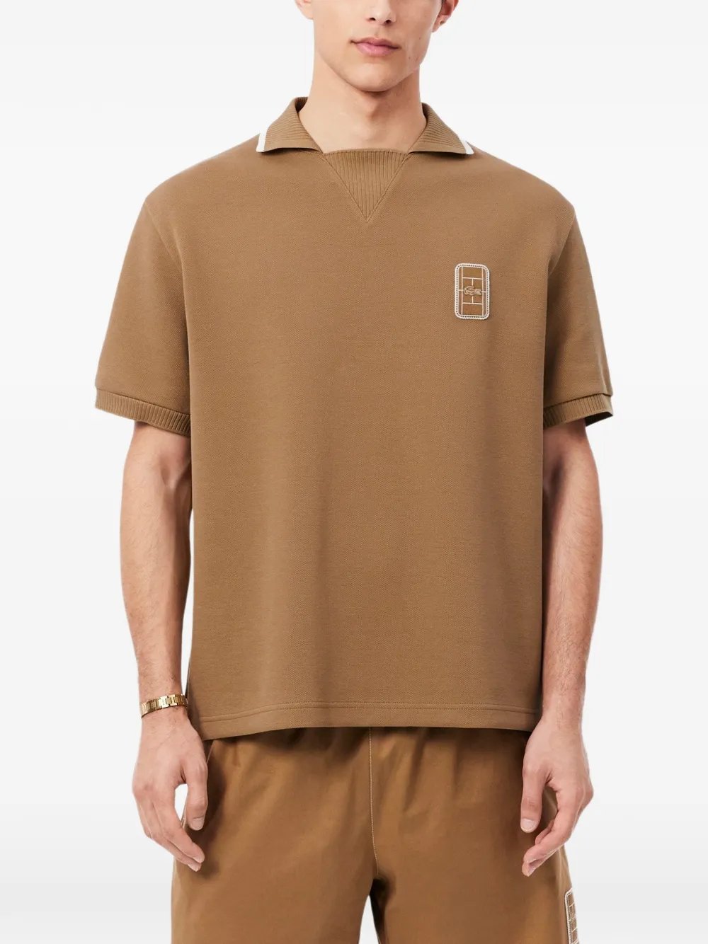 Lacoste Poloshirt met logopatch Beige
