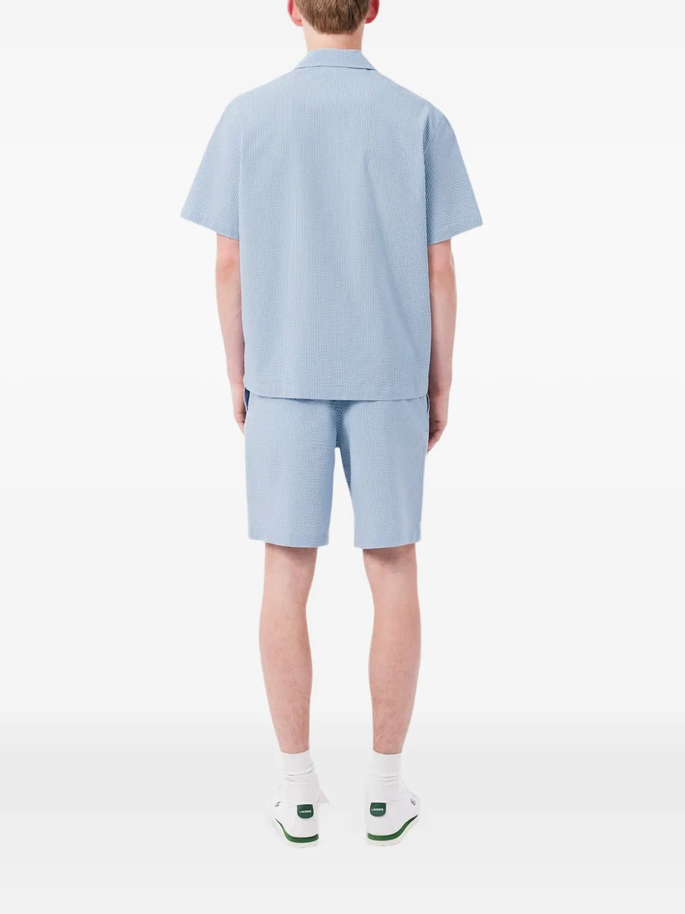 Lacoste cotton seersucker shorts Blauw