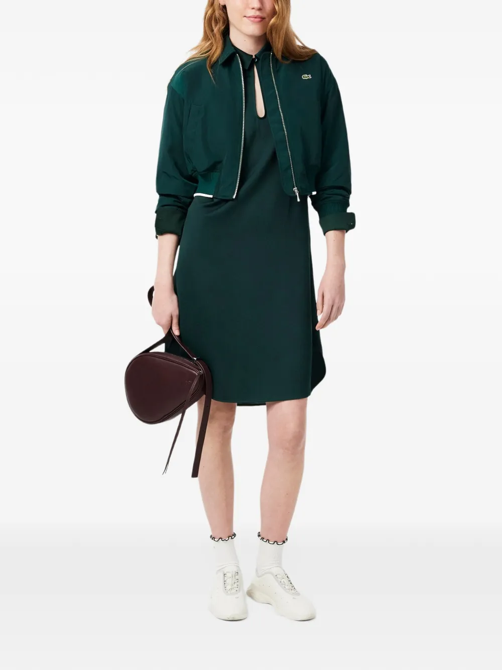 Lacoste Jurk met gewelfde zoom en sleutelgatdetail Groen