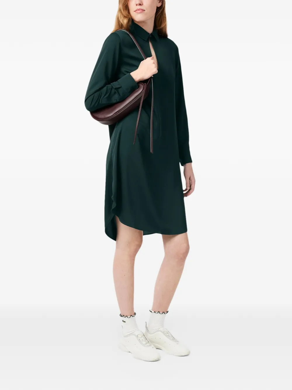 Lacoste Jurk met gewelfde zoom en sleutelgatdetail Groen