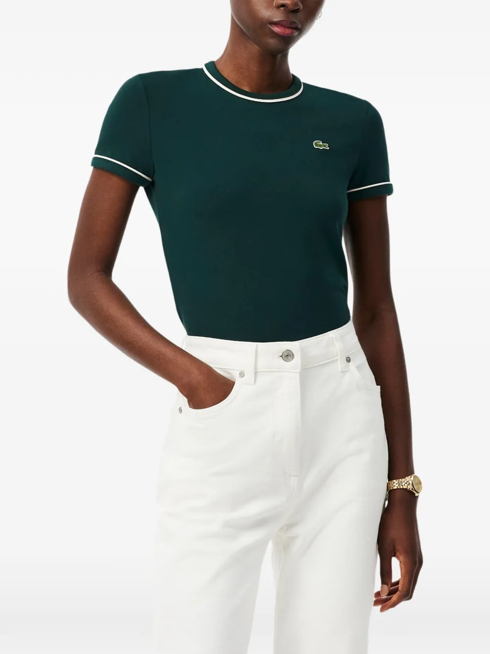 Lacoste T-shirt met logopatch Groen