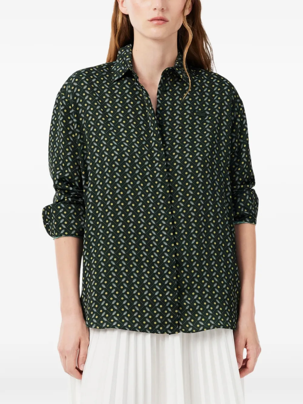 Lacoste oversized fluid print shirt Groen