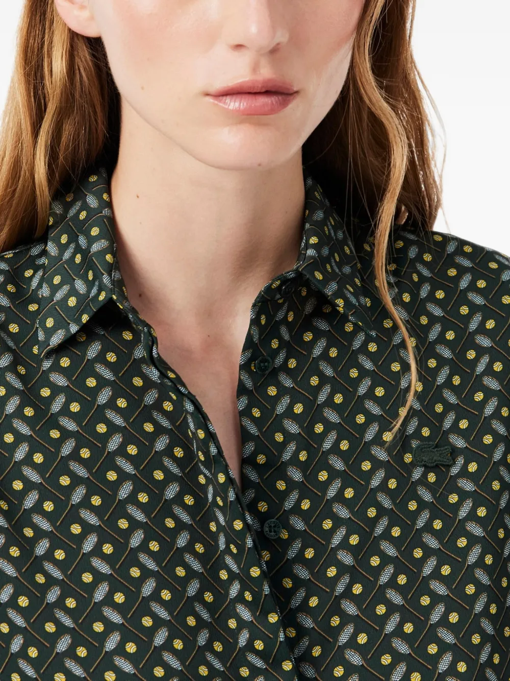 Lacoste oversized fluid print shirt Groen