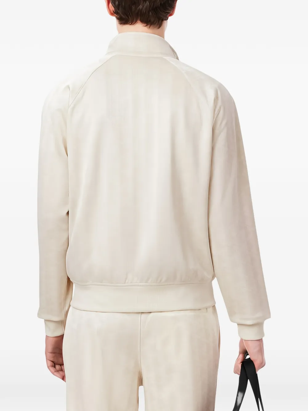 Lacoste monogram-jacquard zipped jacket Beige