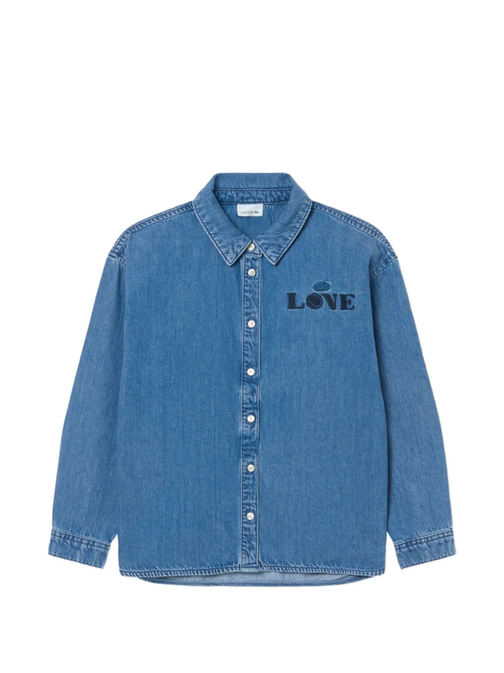 Lacoste Kids badge accent denim shirt - Blu