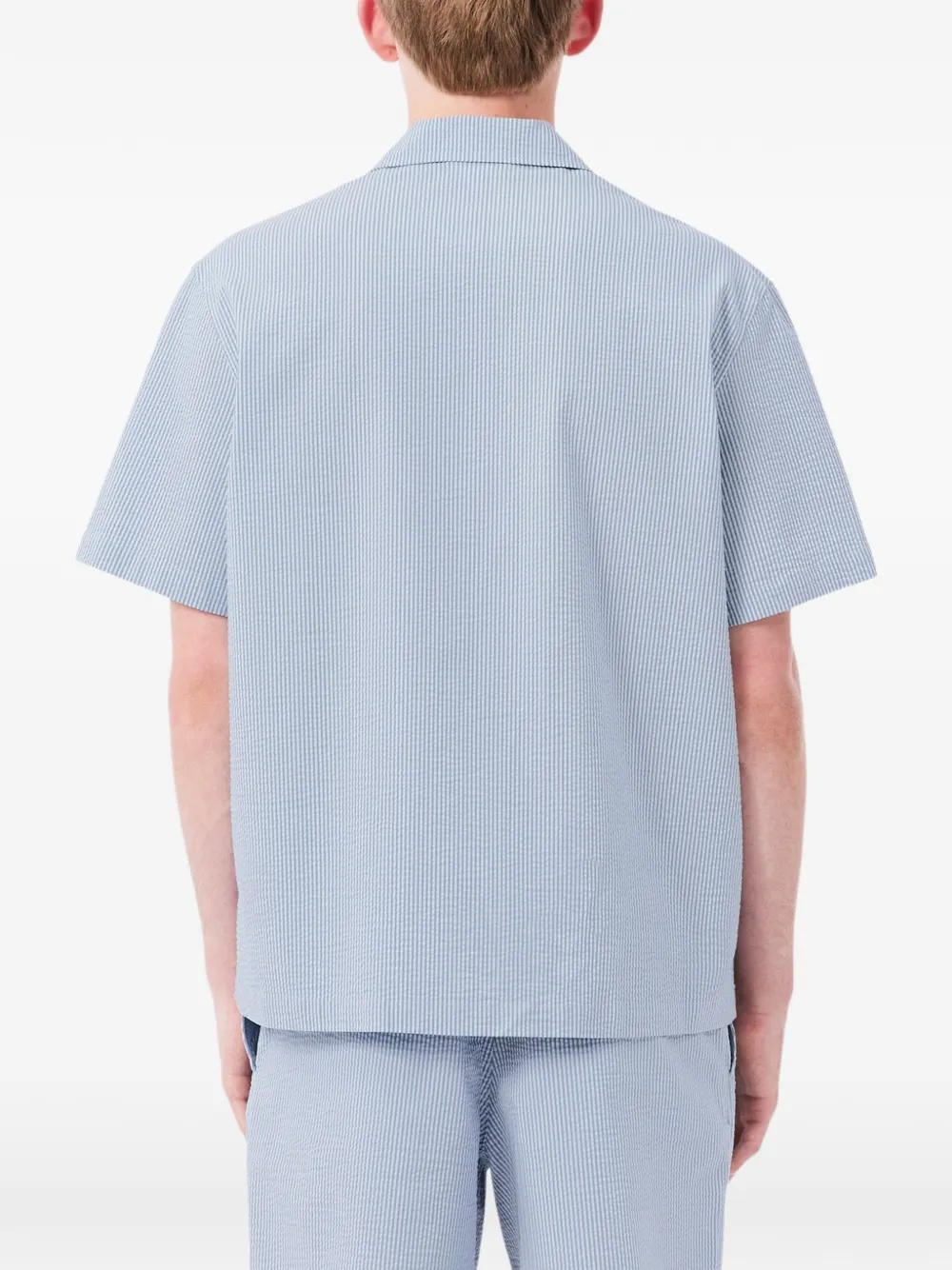 Lacoste relaxed fit seersucker shirt Blauw