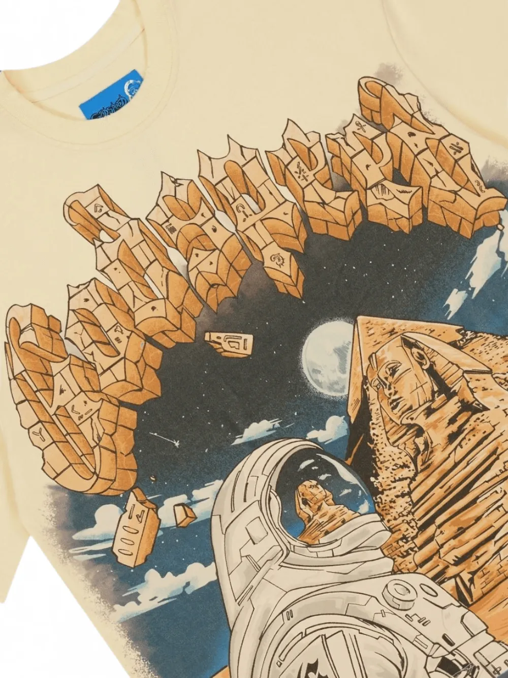 GODSPEED Sphinx Guardian T-shirt met grafische print Beige