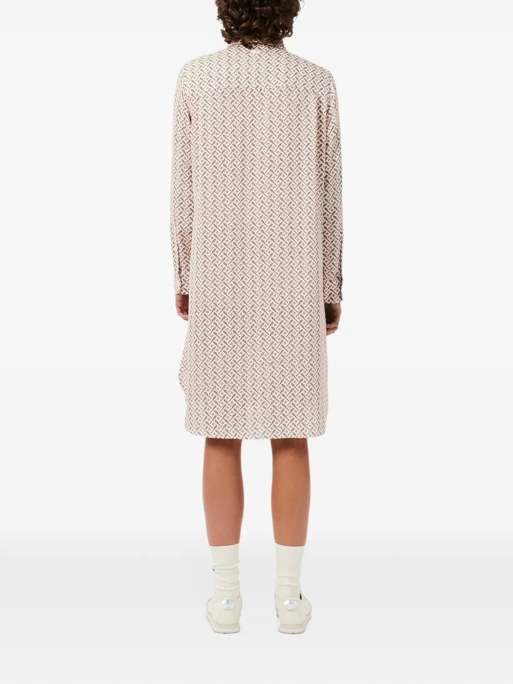 Lacoste fluid crepe shirt collar dress Roze