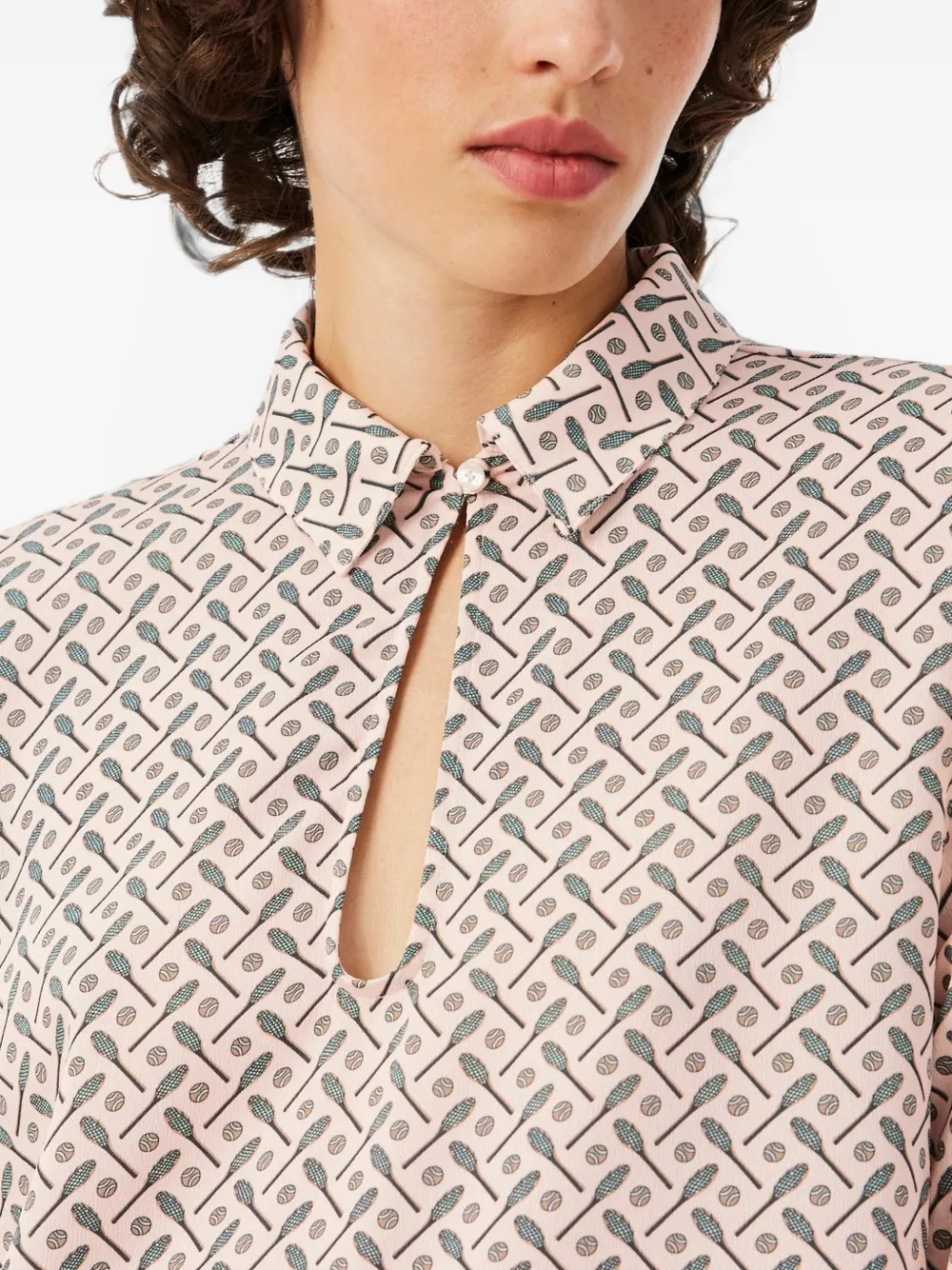 Lacoste fluid crepe shirt collar dress Roze