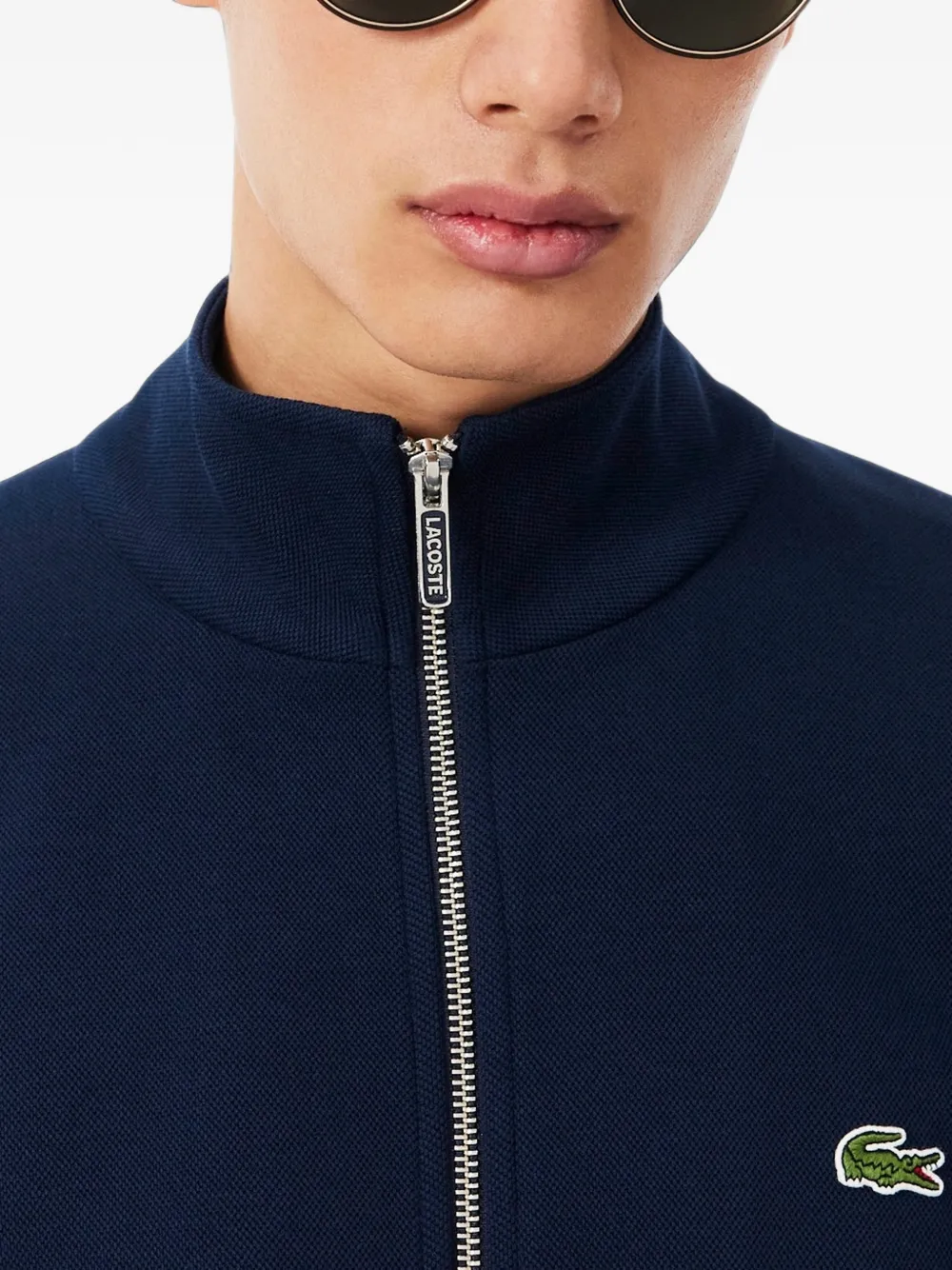 Lacoste Sweater met logopatch en rits Blauw