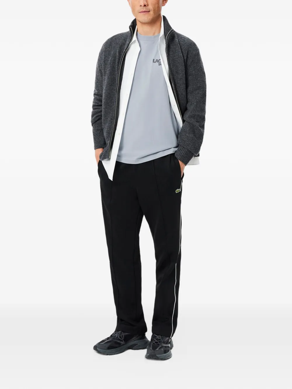 Lacoste tennis-print jersey T-shirt Grijs