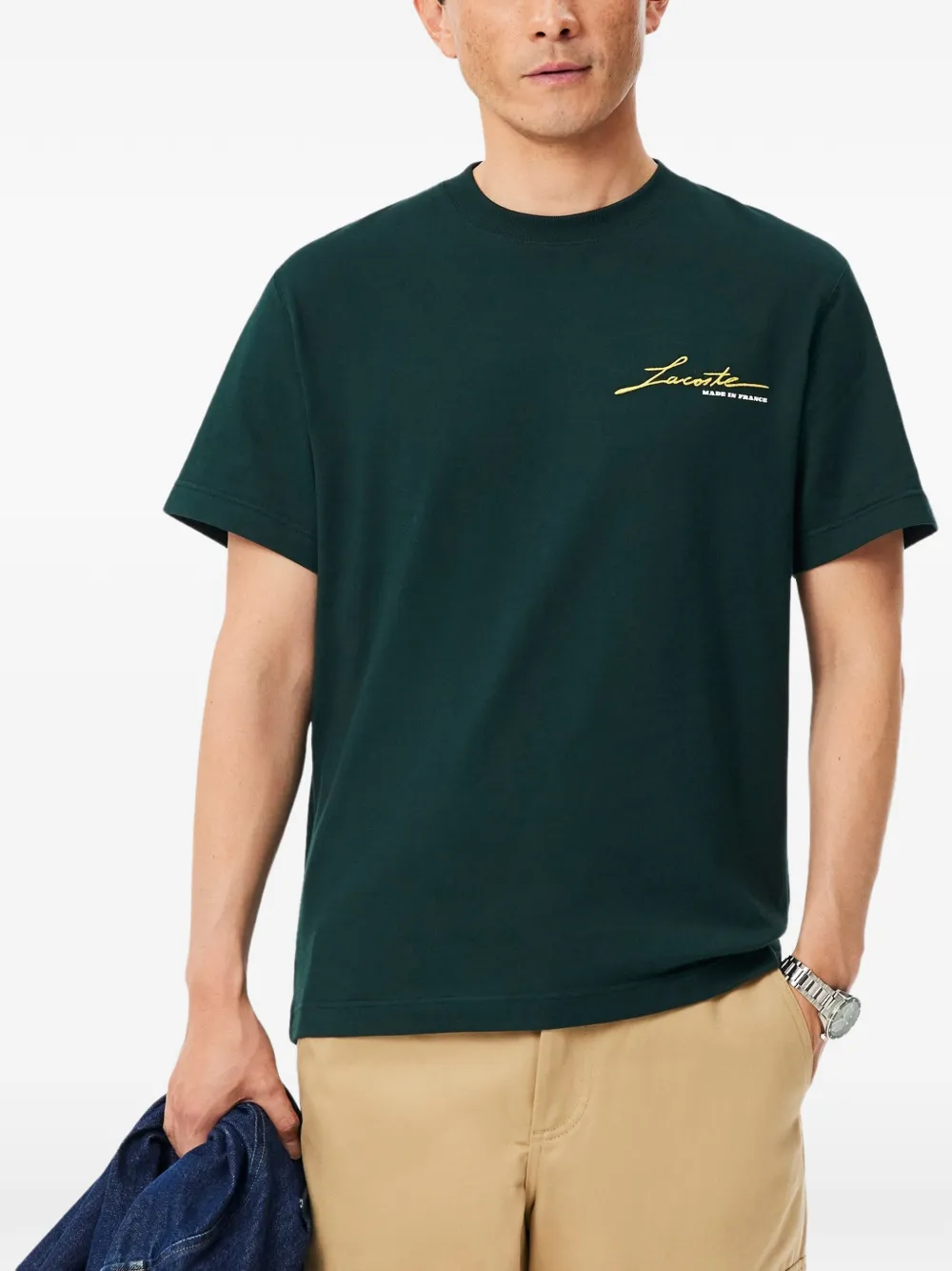 Lacoste French Made Signature embroidery T-shirt Groen