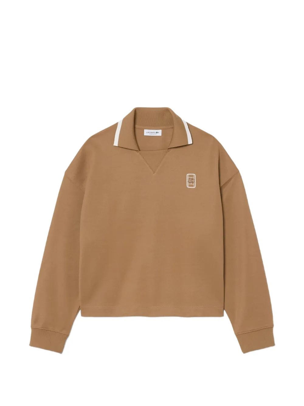 Lacoste oversized polo collar piqué sweatshirt - Marrone