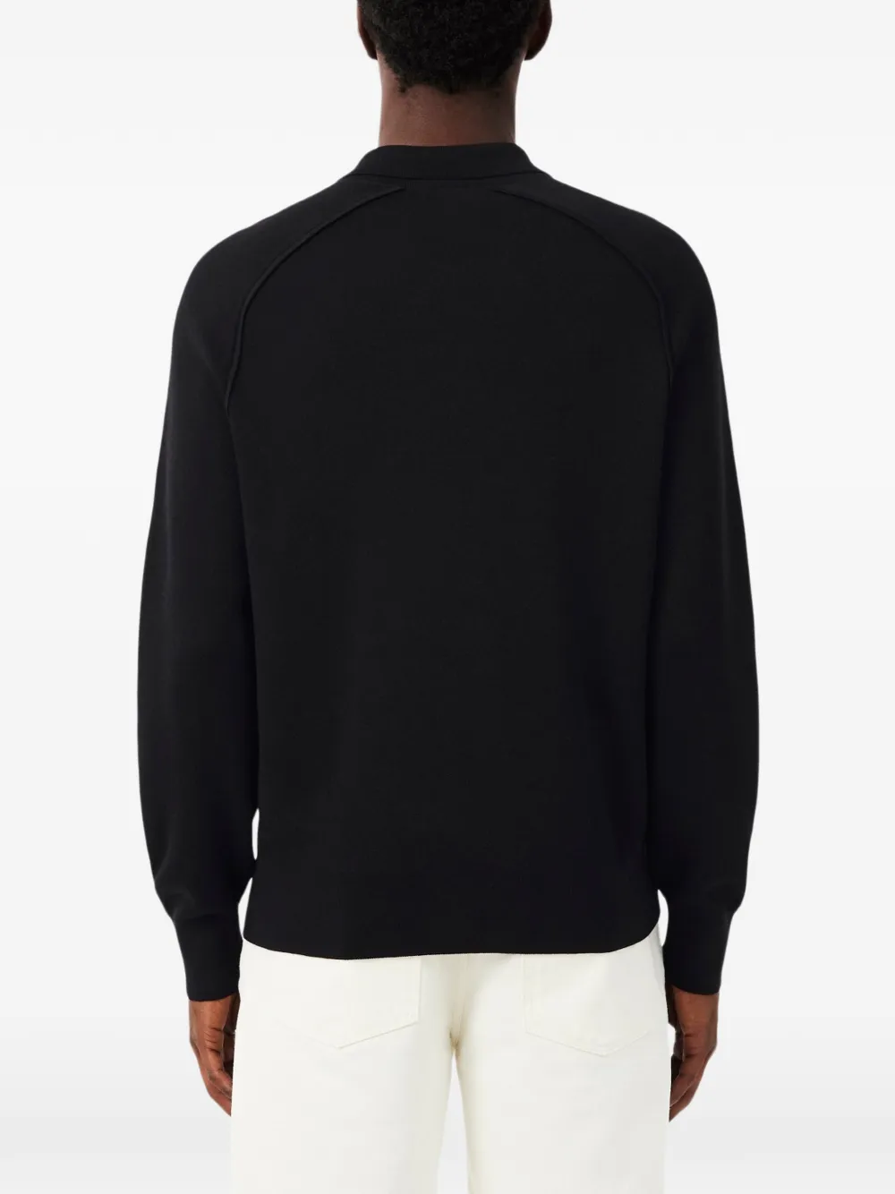 Lacoste commuter zipped wool polo collar sweater Zwart