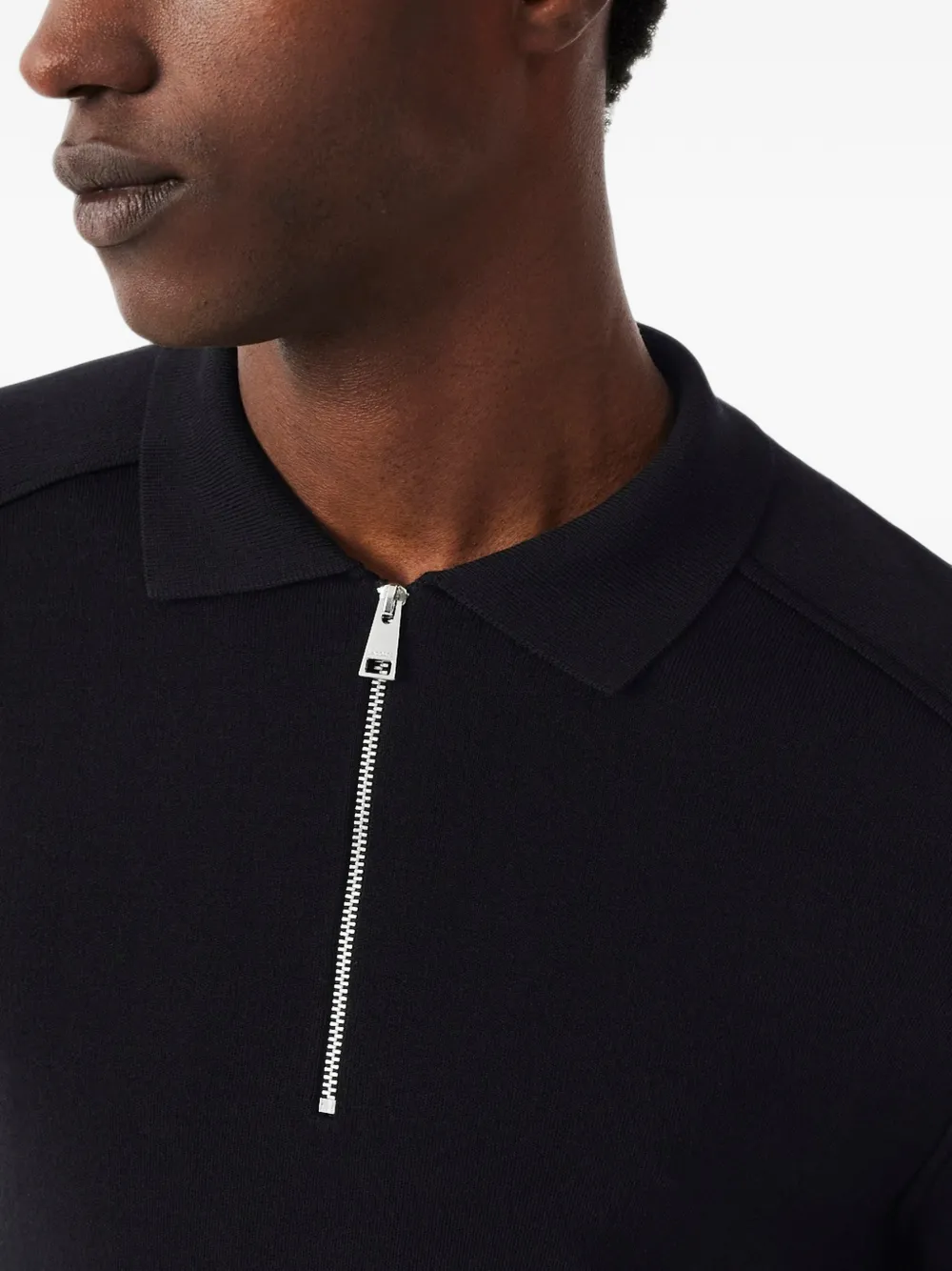 Lacoste commuter zipped wool polo collar sweater Zwart