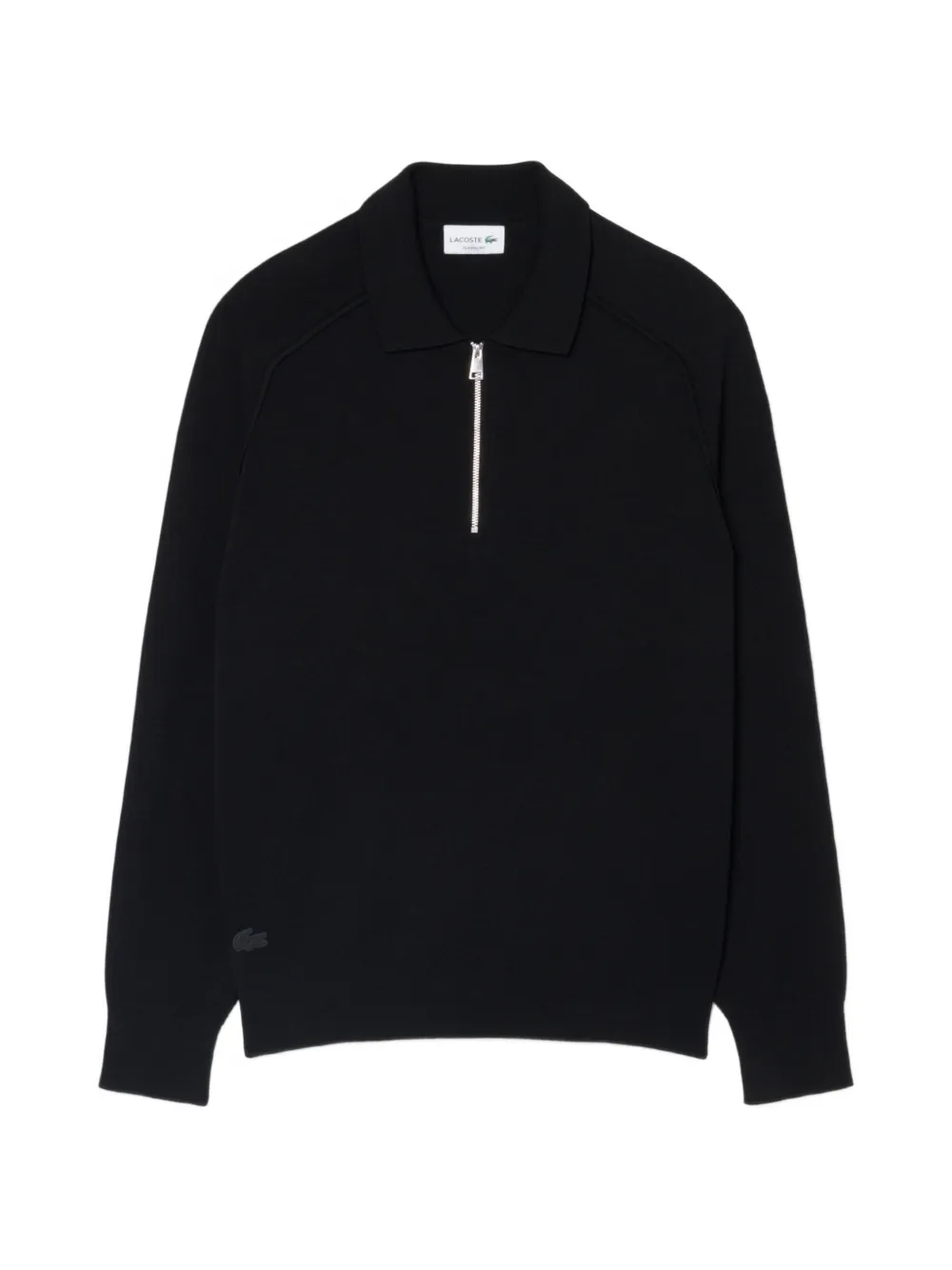 Lacoste commuter zipped wool polo collar sweater - Nero