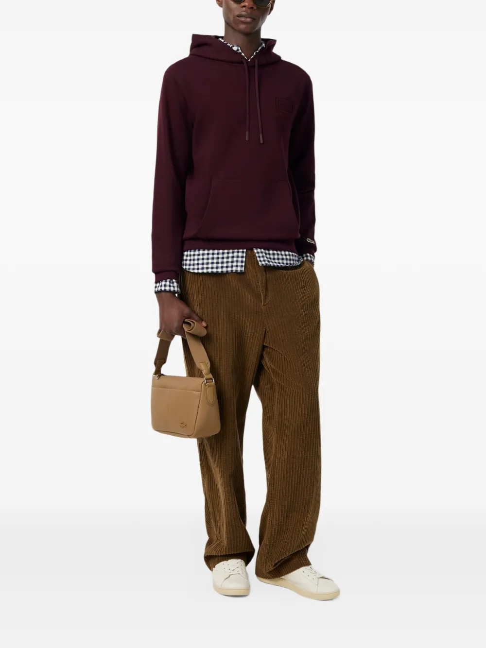 Lacoste logo-patch drawstring hoodie Rood