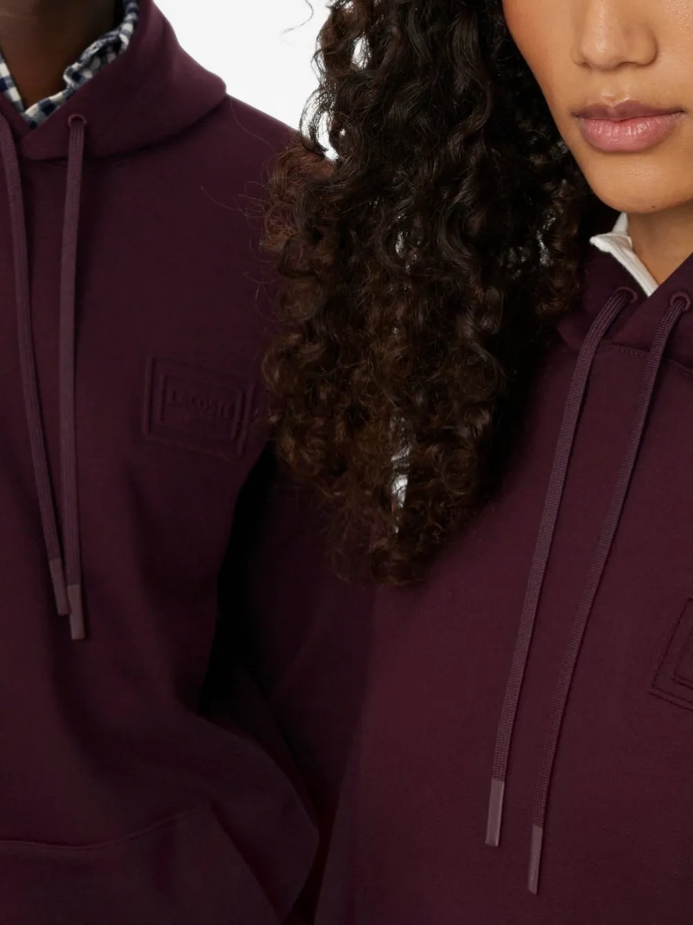 Lacoste logo-patch drawstring hoodie Rood